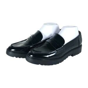 Mia Amore Women's Hali US 8,5 Black Lug Sole Slip On Penny Loafer Shoes